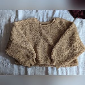 Fuzzy Tan Crop Sweater